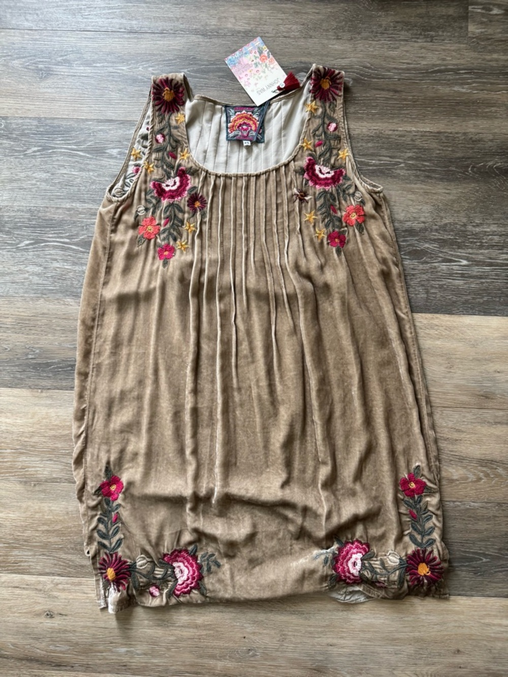 NWT Johnny Was EMILIA VELVET PINTUCK DRESS sz XS